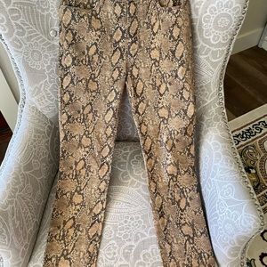 Frame Le High Skinny Crop Coated Python Jeans